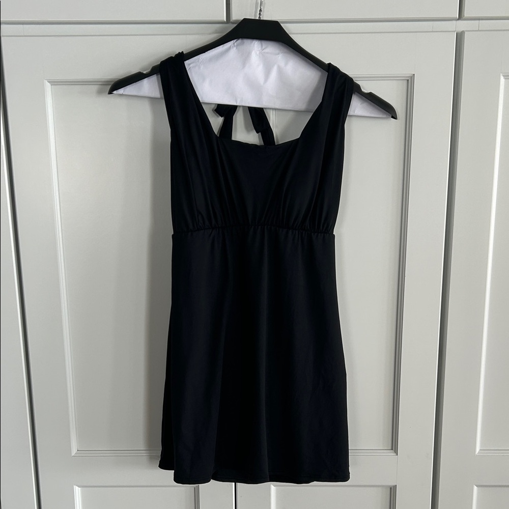 Lands' End Black Scoop-Neck Swimdress